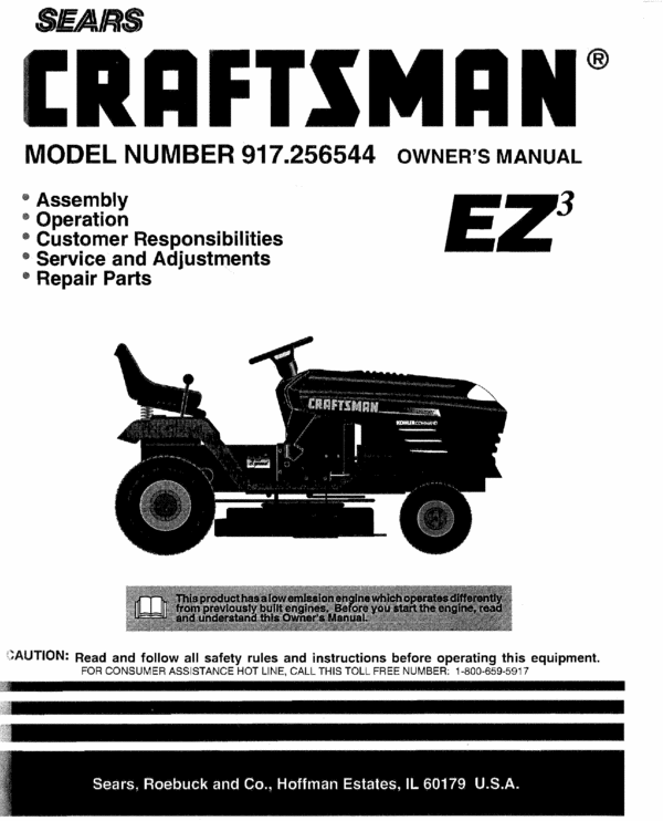 Product picture Sears Craftsman Model # 917.256544 Owners manual